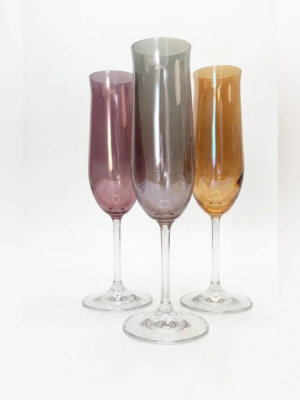Pier 1 Iridescent Multi-Colored Champagne Flutes